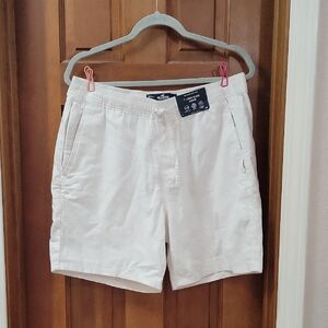 Men's White Hollister Linen Blend Jogger Shorts